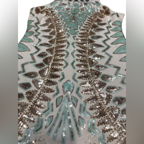 Stunning VERTE All over Embellished Sequin Shift Dress Ivory Size Small Nwot - Picture 13 of 17